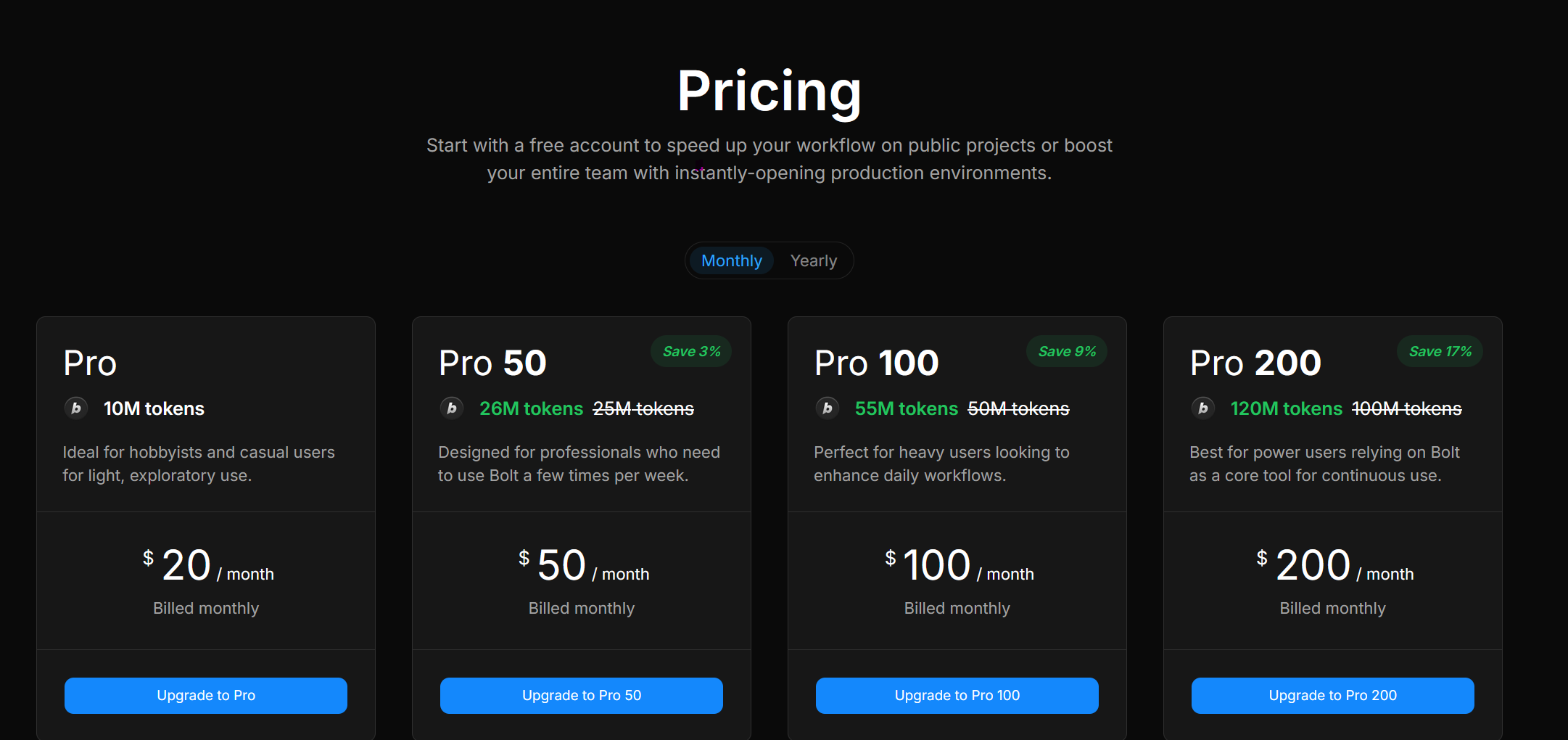 bolt.new pricing